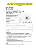 OCR - GCSE &lpar;9&ndash;1&rpar; Combined Science A &lpar;Gateway Science&rpar; - J250&sol;09 Chemistry &lpar;Higher Tier&rpar;- May 2025 &ndash; Question Paper and Making Scheme Combined