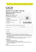 OCR - GCSE &lpar;9&ndash;1&rpar; Combined Science A &lpar;Gateway Science&rpar; - J250&sol;11 Physics &lpar;Higher Tier&rpar;- June 2025 - Question Paper and Making Scheme Combined