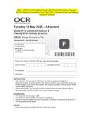 OCR - GCSE &lpar;9&ndash;1&rpar; Combined Science B &lpar;Twenty First Century Science&rpar; J260&sol;01 Biology &lpar;Foundation Tier&rpar;- May 2025 - Question Paper and Making OCR Oxford Cambridge and RSA Scheme Combined