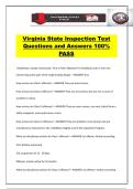 Virginia State Inspection Test Questions and Answers 100&percnt; PASS