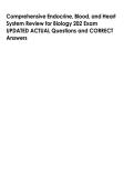 Comprehensive Endocrine&comma; Blood&comma; and Heart  System Review for Biology 202 Exam  UPDATED ACTUAL Questions and CORRECT  Answers