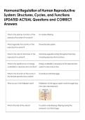 Hormonal Regulation of Human Reproductive  System&colon; Structures&comma; Cycles&comma; and Functions  UPDATED ACTUAL Questions and CORRECT  Answers