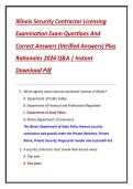 Illinois Security Contractor Licensing  Examination Exam Questions And  Correct Answers &lpar;Verified Answers&rpar; Plus  Rationales 2026 Q&A &vert; Instant  Download Pdf