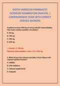 NORTH AMERICAN PHARMACIST LICENSURE EXAMINATION &lpar;NAPLEX&rpar;&period; &vert; COMPREHENSIVE EXAM WITH CORRECT VERIFIED ANSWERS