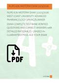 NURS 676 MIDTERM EXAM 3 2025&sol;2026  WEST COAST UNIVERSITY ADVANCED  PHARMACOLOGY SPRING&sol;SUMMER  EXAM COMPLETE TEST BANK VERIFIED   QUESTIONS AND CORRECT ANSWERS with  DETAILED RATIONALES  GRADED A&plus;  GUARANTEED PASS- ACE YOUR EXAM   