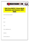 PAX Prep MATH 1 Exam &lpar;NLN&rpar; Questions and Answers 100&percnt; PASS