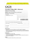 OCR - GCSE &lpar;9-1&rpar; Psychology - J203&sol;02 Studies and applications in psychology 2- May 2025- Question Paper and Making Scheme Combined