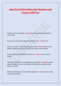 Sport First Aid 5th Edition Exam Questions and Answers 100&percnt; Pass