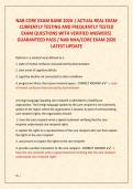 NAB CORE EXAM BANK 2026 &vert; ACTUAL REAL EXAM  CURRENTLY TESTING AND FREQUENTLY TESTED  EXAM QUESTIONS WITH VERIFIED ANSWERS&vert;  GUARANTEED PASS &sol; NAB NHA&sol;CORE EXAM 2026  LATEST UPDATE