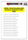 ASVAB - World Knowledge 2026 Questions and Answers 100&percnt; PASS