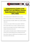 Comprehensive Guide to the ASVAB Test and Military Careers Exam Questions and Answers 100&percnt; PASS