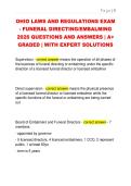 OHIO LAWS AND REGULATIONS EXAM - FUNERAL DIRECTING&sol;EMBALMING  2026 QUESTIONS AND ANSWERS &vert; A&plus;  GRADED &vert; WITH EXPERT SOLUTIONS 