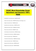 PiCAT Word Knowledge Exam Questions and Answers 100&percnt; PASS