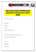 Word Knowledge ASVAB Exam Questions and Answers 100&percnt; PASS