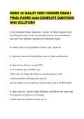 GMT 311 HAILEY NON-HONORS EXAM 1 FINAL PAPER 2026 COMPLETE QUESTIONS AND SOLUTIONS