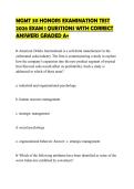 MGMT 311 HONORS EXAMINATION TEST 2026 EXAM 1 QUESTIONS WITH CORRECT ANSWERS GRADED A&plus;