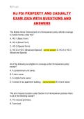 NJ PSI PROPERTY AND CASUALTY  EXAM 2026 WITH QUESTIONS AND  ANSWERS