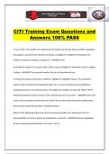 CITI Training Exam Questions and Answers 100&percnt; PASS