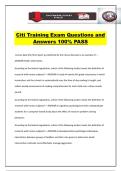 Citi Training Exam Questions and Answers 100&percnt; PASS