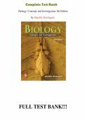 Test bank for Loose Leaf for Biology Concepts and Investigations 5th Edition graded A&plus;