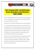 Citi Training GCP and Refresher Exam Questions and Answers 100&percnt; PASS