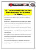 CITI training responsible conduct Exam Questions and Answers 100&percnt; PASS