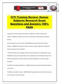 CITI Training Review&colon; Human Subjects Research Exam Questions and Answers 100&percnt; PASS
