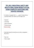 TPC 109&period;1 INDUSTRIAL SAFETY AND HEALTH FINAL EXAM NEWEST ACTUAL EXAM COMPLETE QUESTIONS AND VERIFIED ANSWERS 