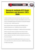 Research methods-CITI Exam Questions and Answers 100&percnt; PASS