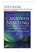 TEST BANK  REALITIES OF CANADIAN NURSING PROFESSIONAL  PRACTICE AND POWER 