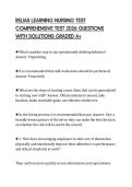 RELIAS LEARNING NURSING TEST COMPREHENSIVE TEST 2026 QUESTIONS WITH SOLUTIONS GRADED A&plus;