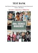 Small Business Management&colon; Launching & Growing Entrepreneurial Ventures &ndash; 20th Edition&comma; Justin Longenecker&comma; J&period; Petty & Leslie Palich &vert; Complete Test Bank Chapters 1&ndash;23