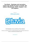 Test Bank &ndash; Stanhope & Lancaster&rsquo;s Community Health Nursing in Canada&comma; 4th Edition &lpar;MacDonald&comma; 2022&rpar; &vert; Chapters 1&ndash;18 &vert; Verified Questions & Answers &vert; Complete Review &vert; A&plus; Guaranteed