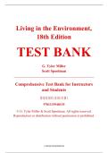 Test Bank &ndash; Living in the Environment&comma; 18th Edition &ndash; G&period; Tyler Miller&comma; Scott Spoolman &ndash; ISBN 9781133940135 &lpar;All Chapters Covered 1&ndash;25&rpar;