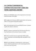 VA CONTRACTOR&sol;RESIDENTIAL CONTRACTOR EXAM STUDY GUIDE 2026 TESTED QUESTIONS ANSWERS