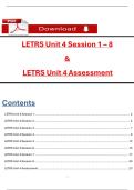 LETRS Unit 4 Sessions 1-8 & Assessment &ndash; Complete Study Guide