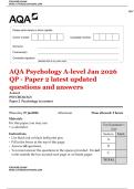 AQA Psychology A-level Jan 2026 QP - Paper 2 latest updated questions and answers 