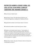 RESTRICTED BARBERS LICENSE FLORIDA 302 2026 ACTUAL EXAM PAPER COMPLETE QUESTIONS AND ANSWERS GRADED A&plus;