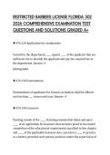 RESTRICTED BARBERS LICENSE FLORIDA 302 2026 COMPREHENSIVE EXAMINATION TEST QUESTIONS AND SOLUTIONS GRADED A&plus;
