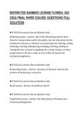RESTRICTED BARBERS LICENSE FLORIDA 302 2026 FINAL PAPER SOLVED QUESTIONS FULL SOLUTION