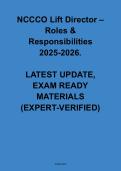NCCCO Lift Director &ndash; Roles & Responsibilities 2026 &vert; Updated Exam Questions & Verified Answers &vert; Complete Exam Prep