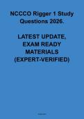 NCCCO Rigger 1 Study Questions 2026 &vert; Updated Practice Test with Verified Answers &vert; Rigger I Exam Prep