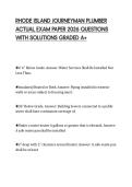 RHODE ISLAND JOURNEYMAN PLUMBER ACTUAL EXAM PAPER 2026 QUESTIONS WITH SOLUTIONS GRADED A&plus;