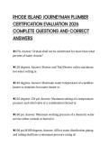 RHODE ISLAND JOURNEYMAN PLUMBER CERTIFICATION EVALUATION 2026 COMPLETE QUESTIONS AND CORRECT ANSWERS