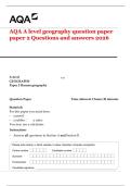 AQA A level geography question paper paper 2 Questions and answers 2026