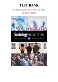 Test Bank for Sociology in Our Times&colon; The Essentials by Diana Kendall 12th Edition&comma; Chapter 1-16 &vert; All Chapters