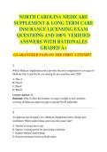 NORTH CAROLINA MEDICARE  SUPPLEMENT & LONG TERM CARE  INSURANCE LICENSING EXAM  QUESTIONS AND 100&percnt; VERIFIED  ANSWERS WITH RATIONALES 2026&sol;2027 GRADED A&plus;  GUARANTEED PASS ON THE FIRST ATTEMPT