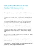 Utah Real Estate Final Exam Study Guide Questions With Correct Answers