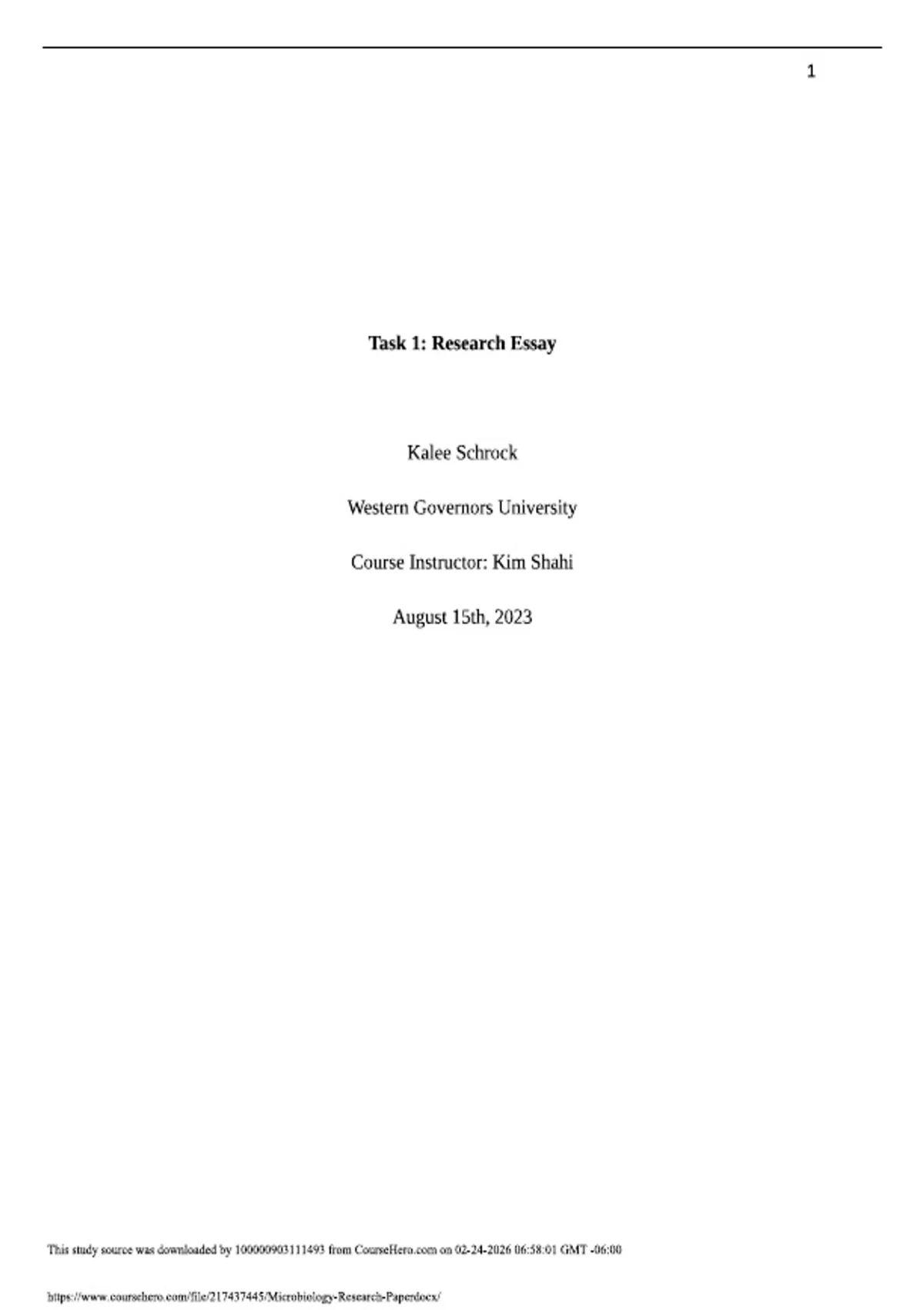 Wgu Essay Example WGU D311 Task 1 Research Essay| Updated RATED A+ | New edition | 2026 ...
