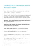 Utah Real Estate Pre-Licensing Exam Questions With Correct Answers 